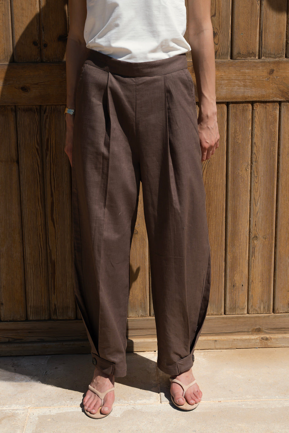 Brown linen pants