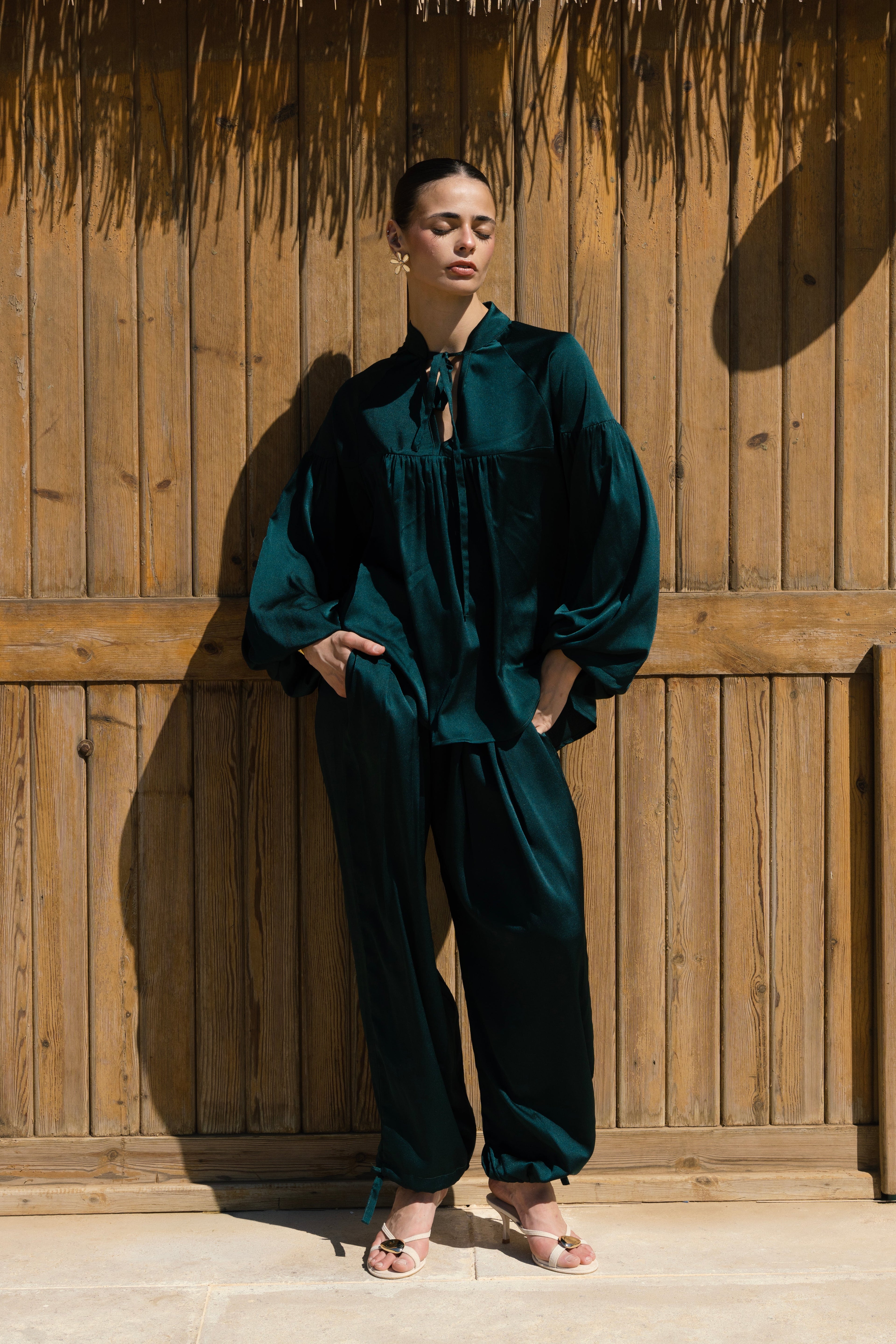 Allure satin set - Dark Green