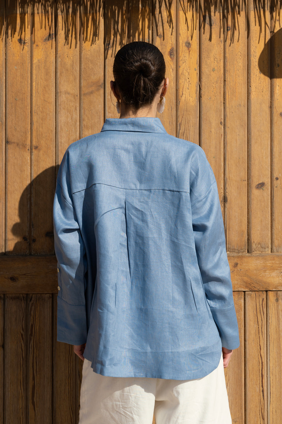 High-low Linen Shirt - Indigo Blue