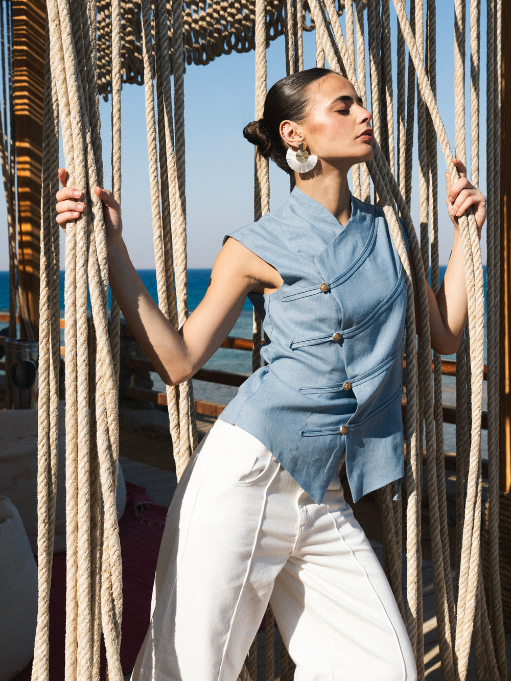 Contour vest - Denim Blue