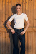 Essential Cotton Half Sleeves Double Layered Top - White