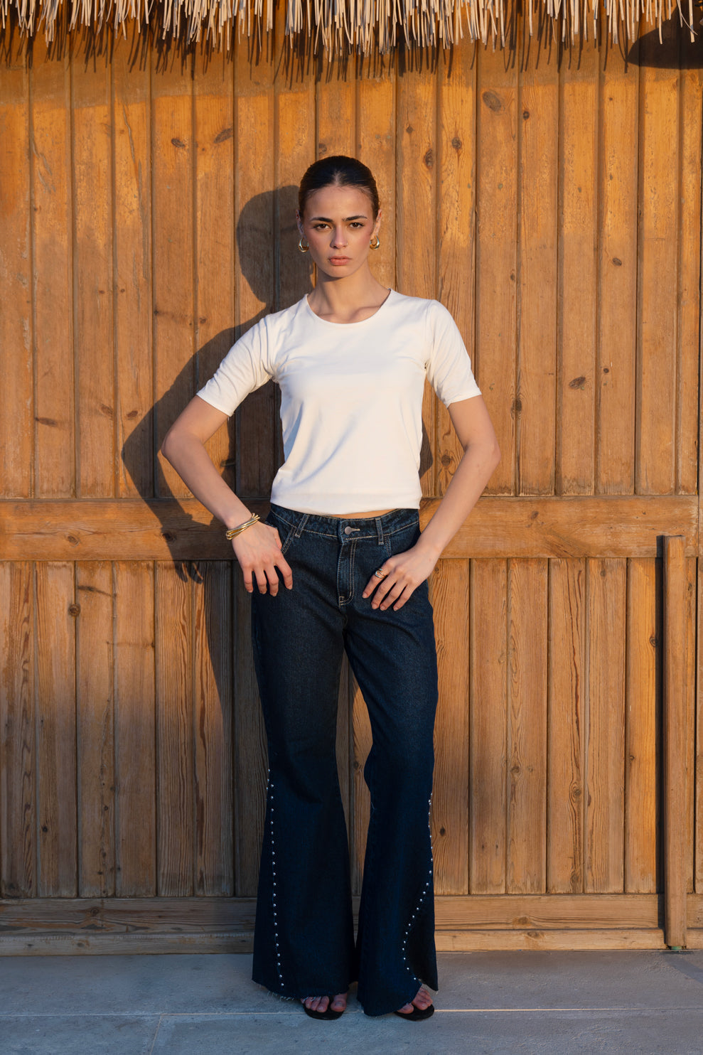 Essential Cotton Half Sleeves Double Layered Top - White