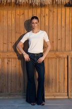 Essential Cotton Half Sleeves Double Layered Top - White