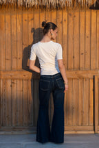 Essential Cotton Half Sleeves Double Layered Top - White