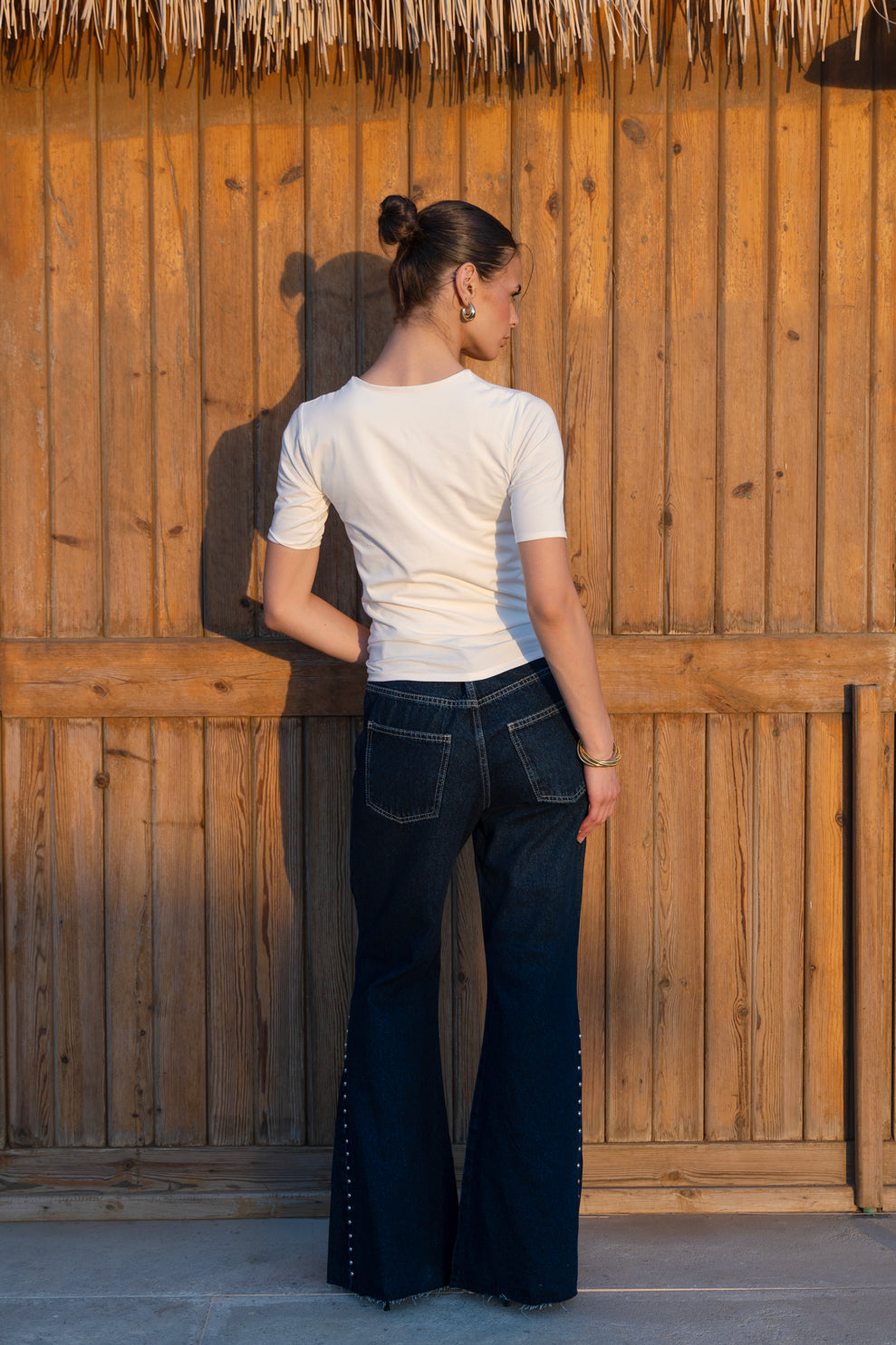 Essential Cotton Half Sleeves Double Layered Top - White