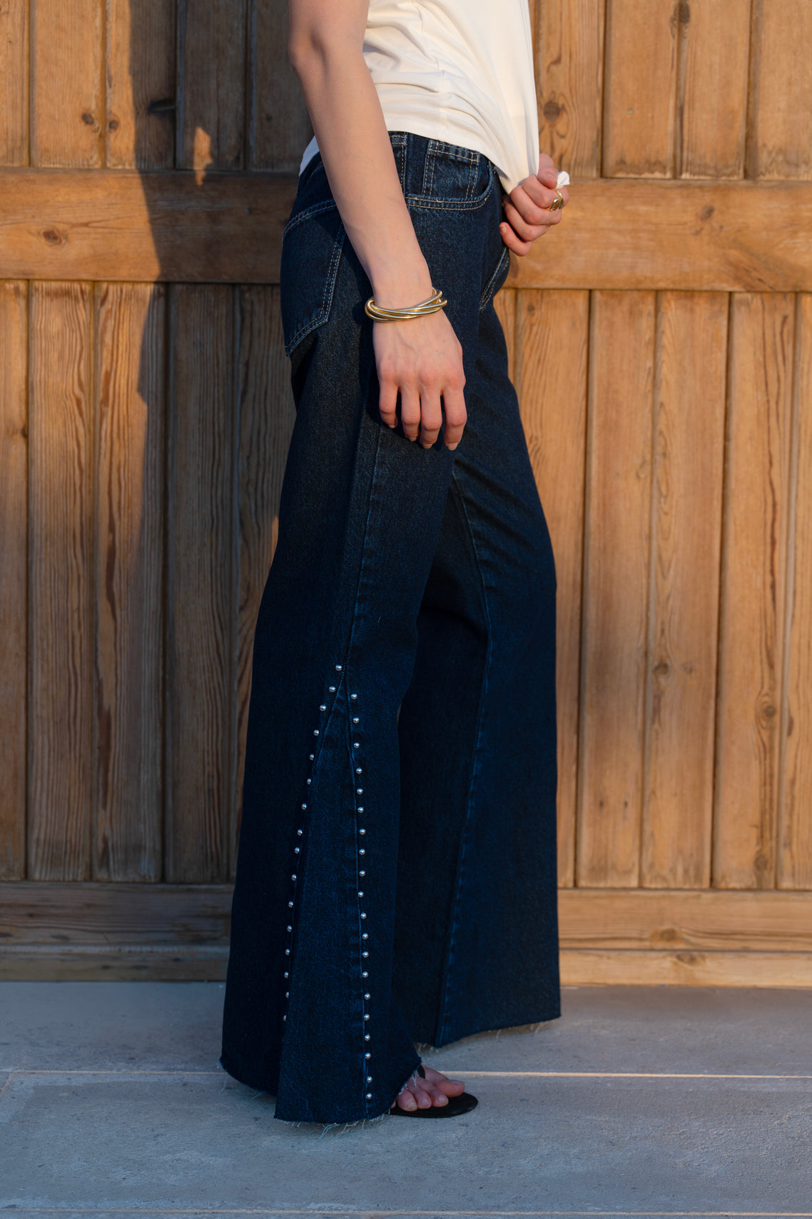 Studs Flare jeans - Dark Blue