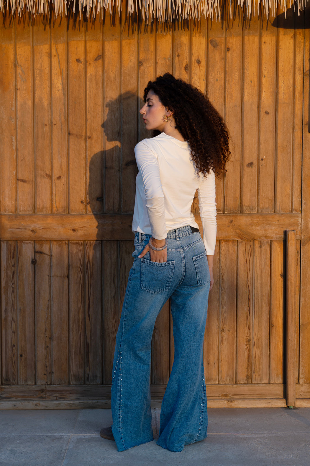 Studs Flare jeans - Light Blue