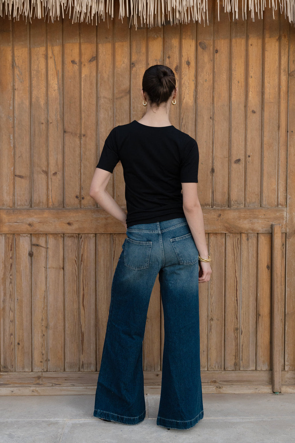 Midrise Wide-leg Jeans - Dark Blue
