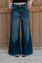 Midrise Wide-leg Jeans - Dark Blue
