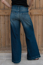 Midrise Wide-leg Jeans - Dark Blue