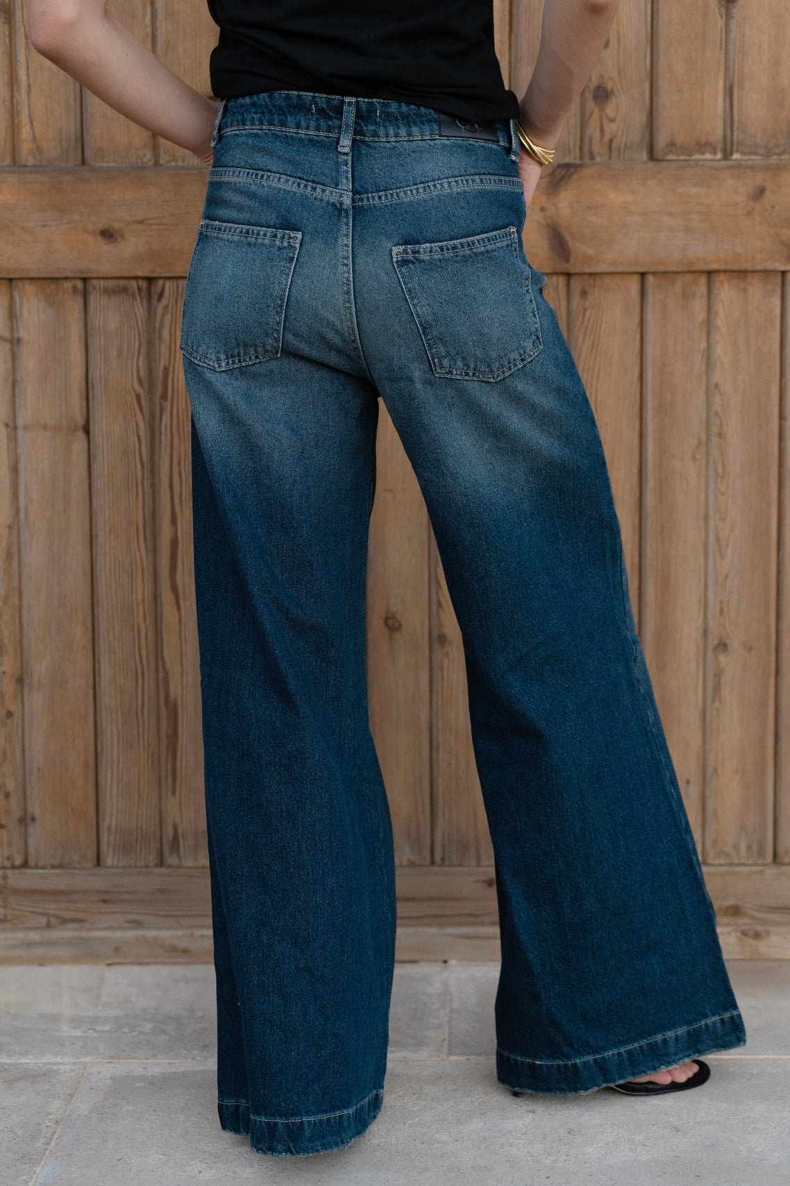 Midrise Wide-leg Jeans - Dark Blue