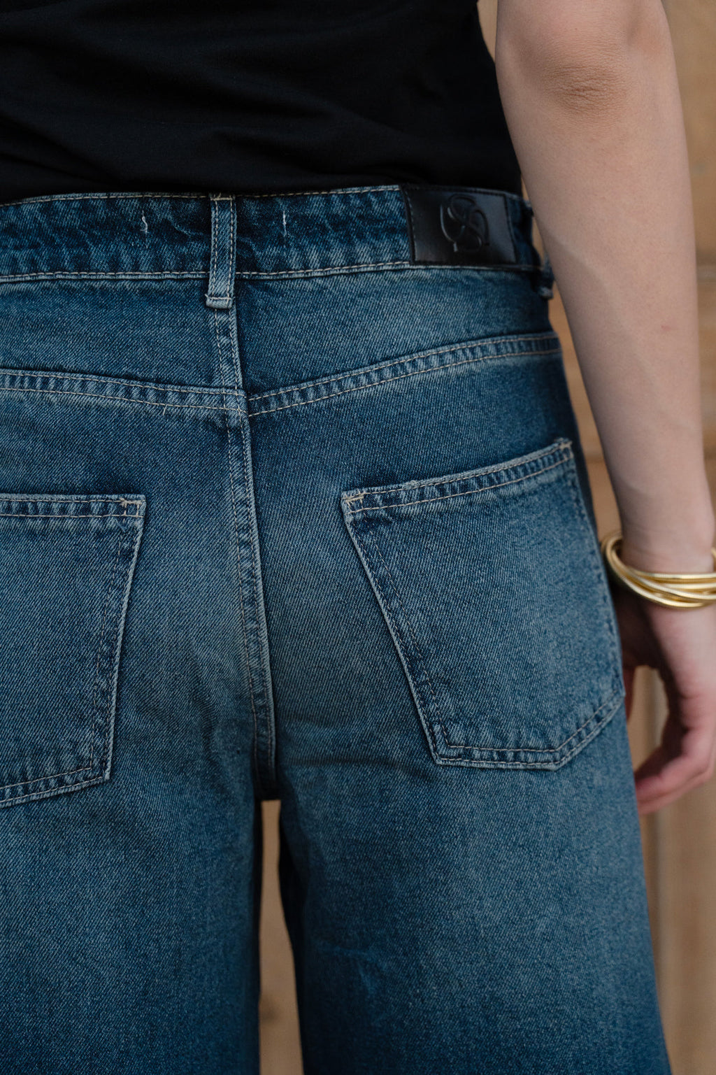 Midrise Wide-leg Jeans - Dark Blue