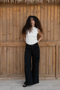 Midrise Wide-leg Jeans - Black
