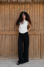 Midrise Wide-leg Jeans - Black
