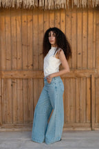Midrise Wide-leg Jeans - Light Blue