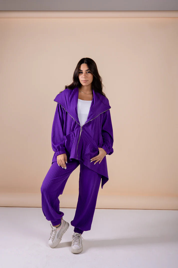 The asymmetrical set in purple