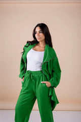 The asymmetrical set in green