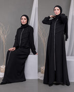 Black Zip Abaya 🖤 with Pockets C94B