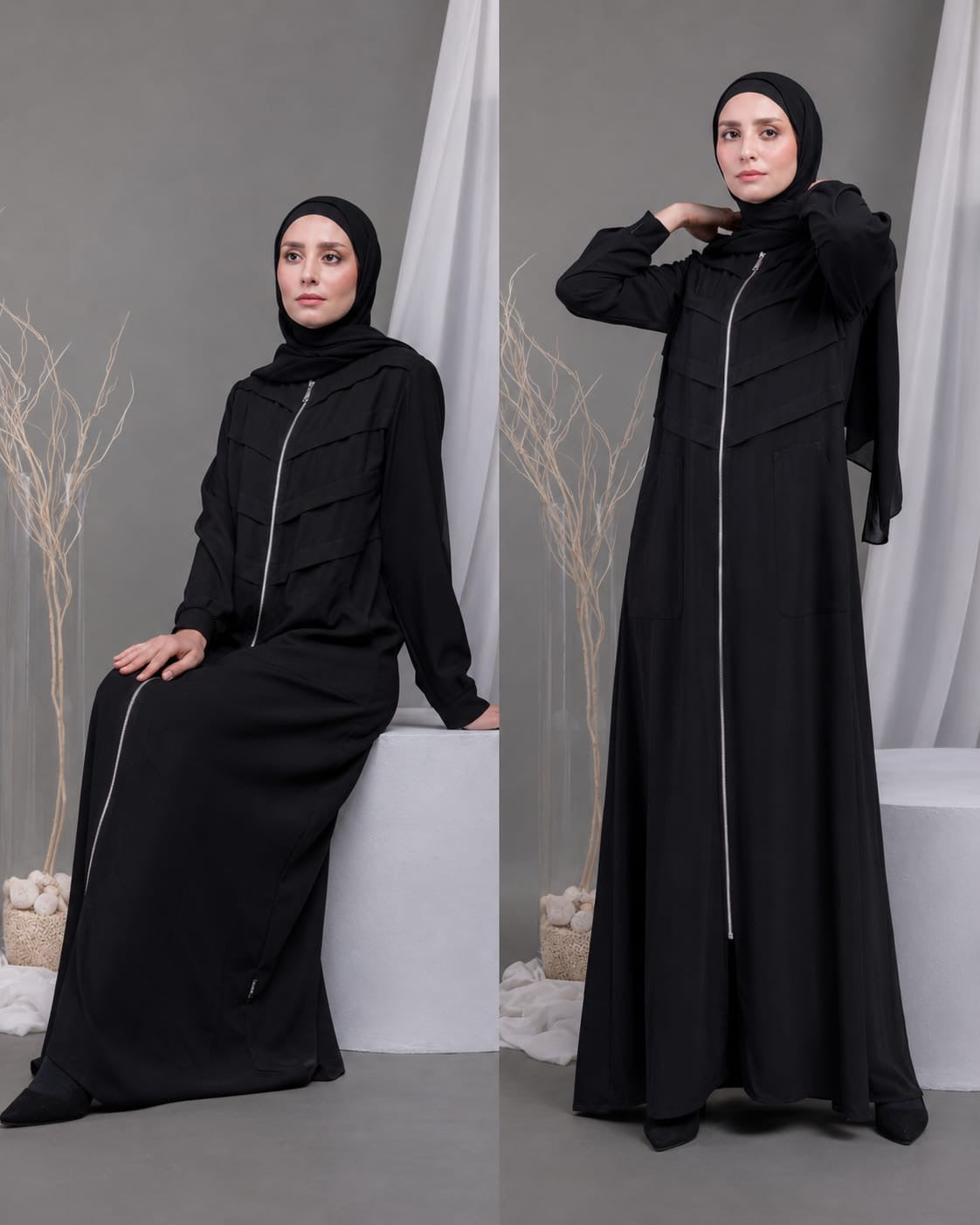 Black Zip Abaya 🖤 with Pockets C94B