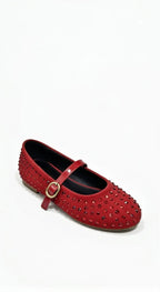 Red Studded Ballerinas