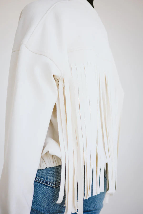 Suede fringes jacket in off-white