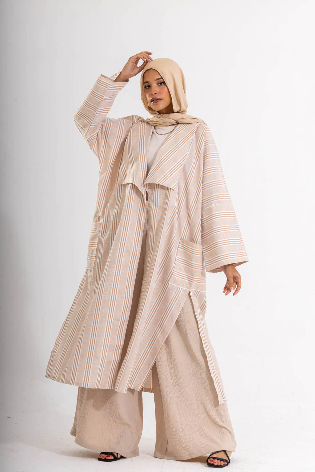 DANA STRIPED LINEN COTTON KIMONO