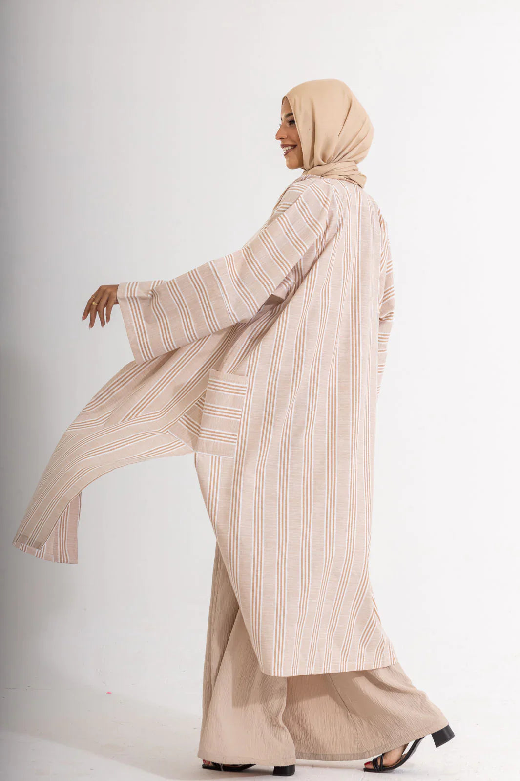 DANA STRIPED LINEN COTTON KIMONO