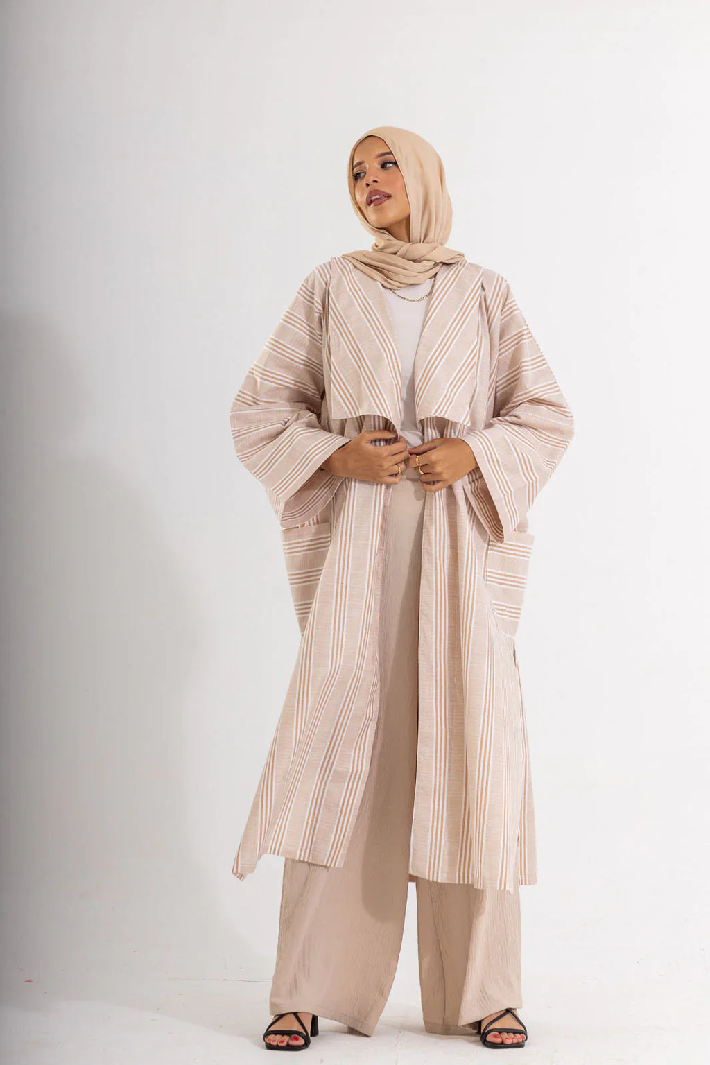 DANA STRIPED LINEN COTTON KIMONO