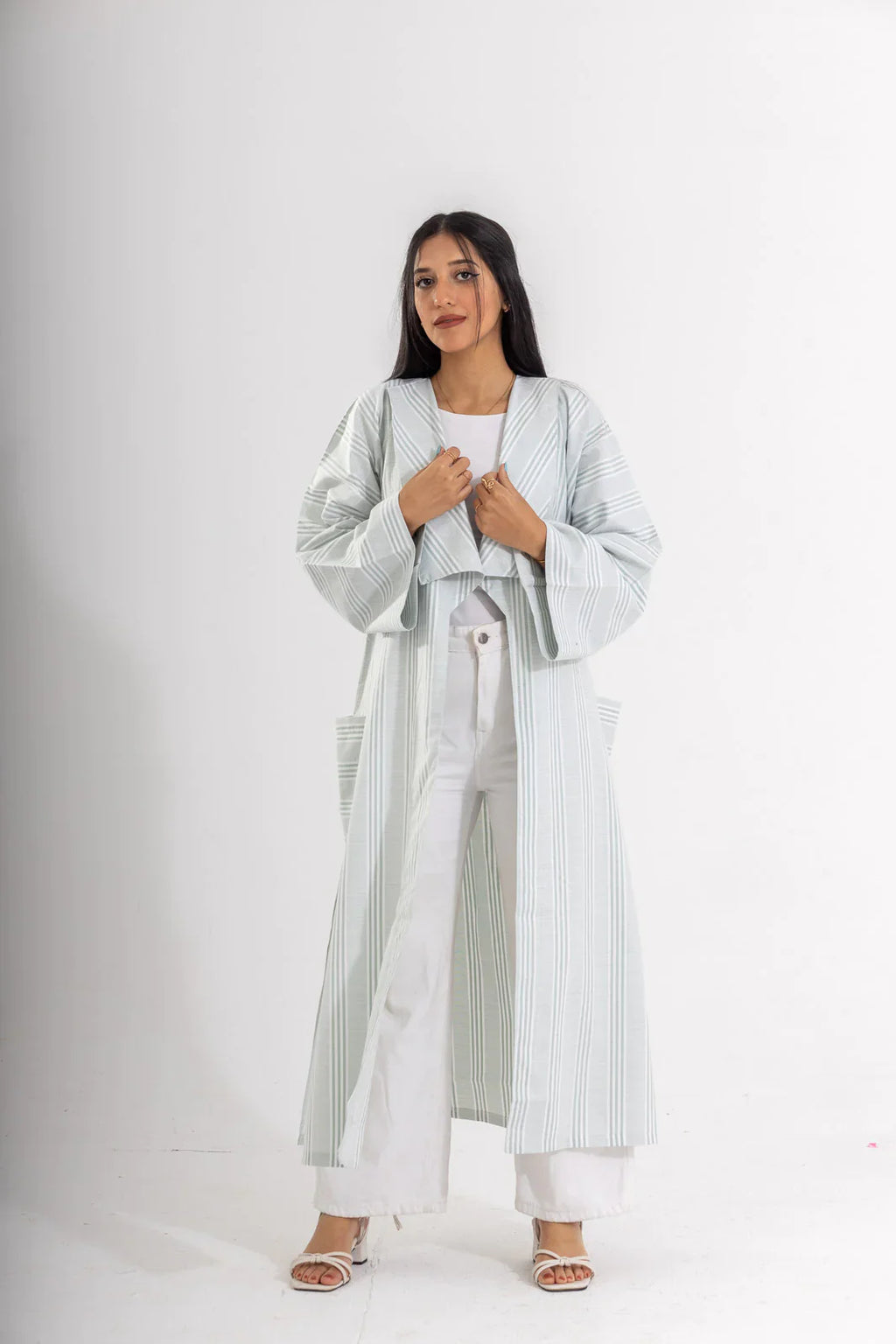 DANA STRIPED LINEN COTTON KIMONO