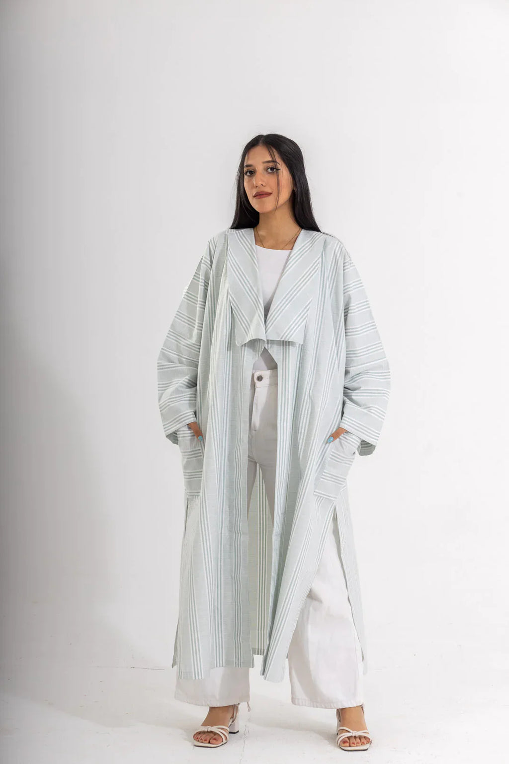 DANA STRIPED LINEN COTTON KIMONO