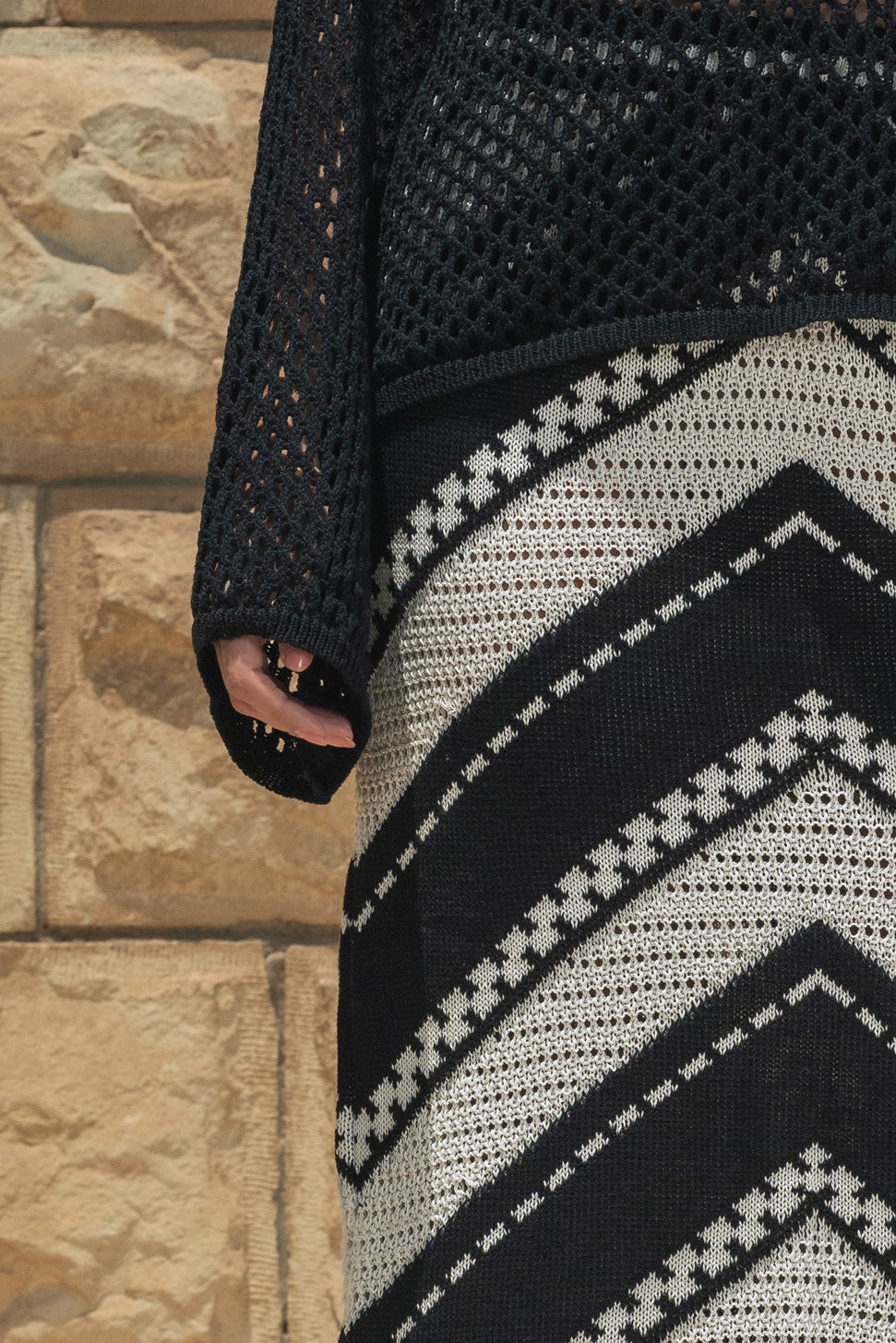 Fringed Crochet Skirt / Black