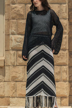 Fringed Crochet Skirt / Black