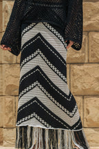 Fringed Crochet Skirt / Black