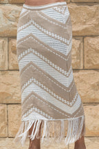 Fringed Crochet Skirt / Beige