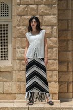 Fringed Crochet Skirt / Black