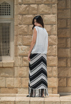 Fringed Crochet Skirt / Black