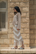 Fringed Crochet Skirt / Beige