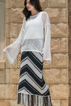 Fringed Crochet Skirt / Black