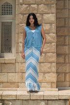Fringed Crochet Skirt / Baby Blue