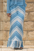 Fringed Crochet Skirt / Baby Blue