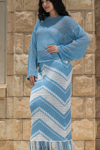 Fringed Crochet Skirt / Baby Blue