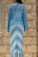 Fringed Crochet Skirt / Baby Blue