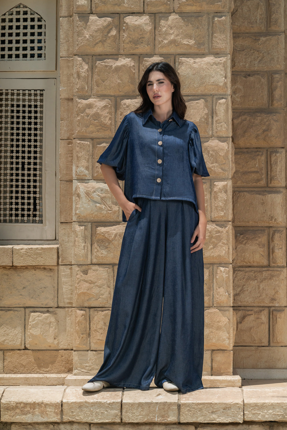 Denim Look Airy Set