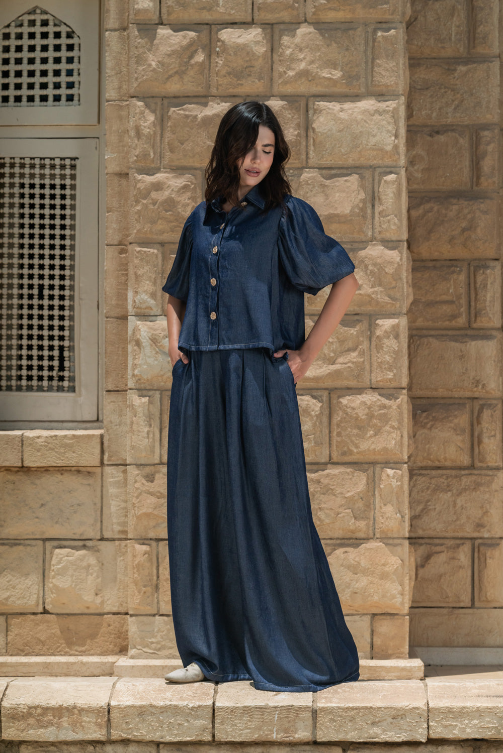 Denim Look Airy Set
