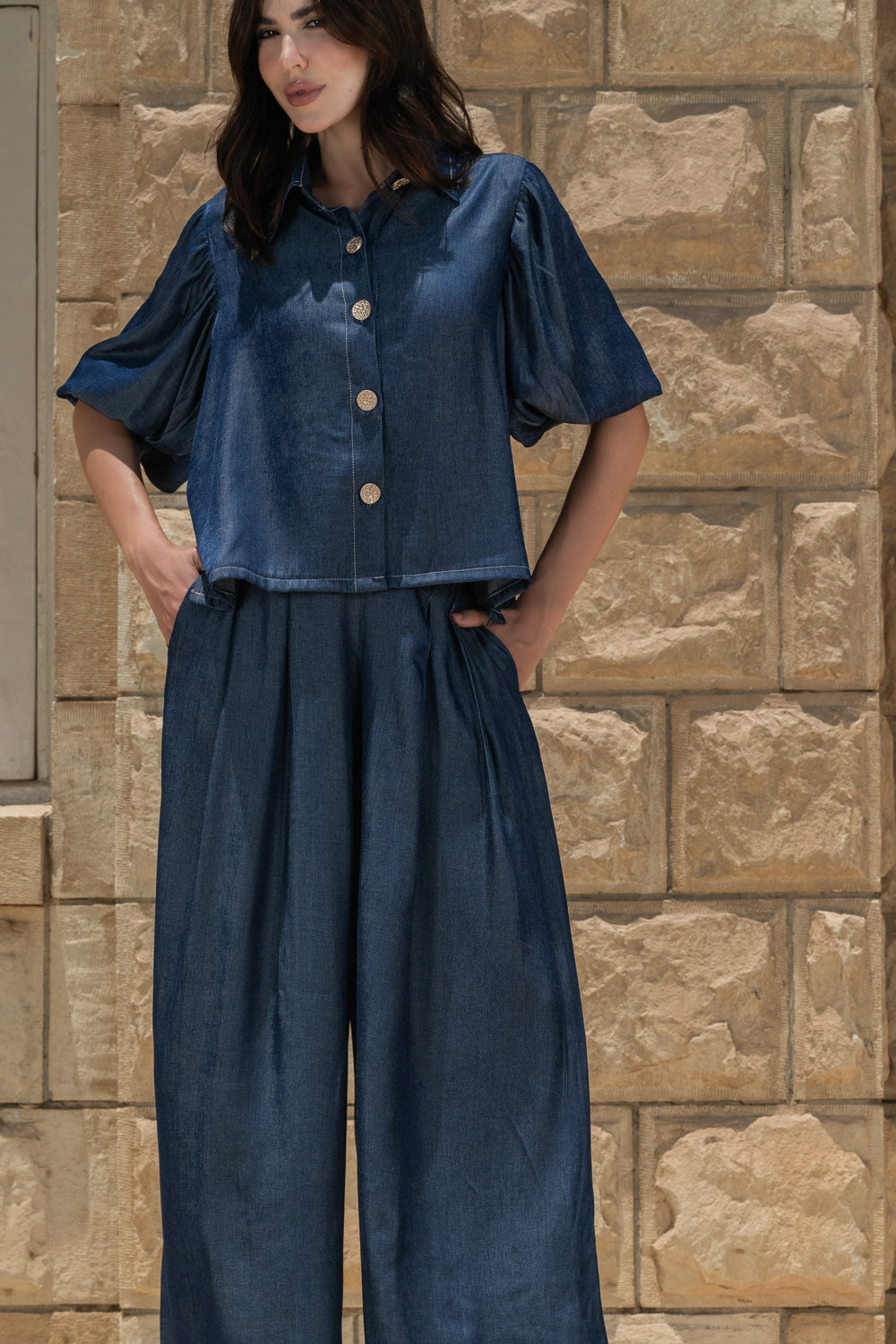 Denim Look Airy Set