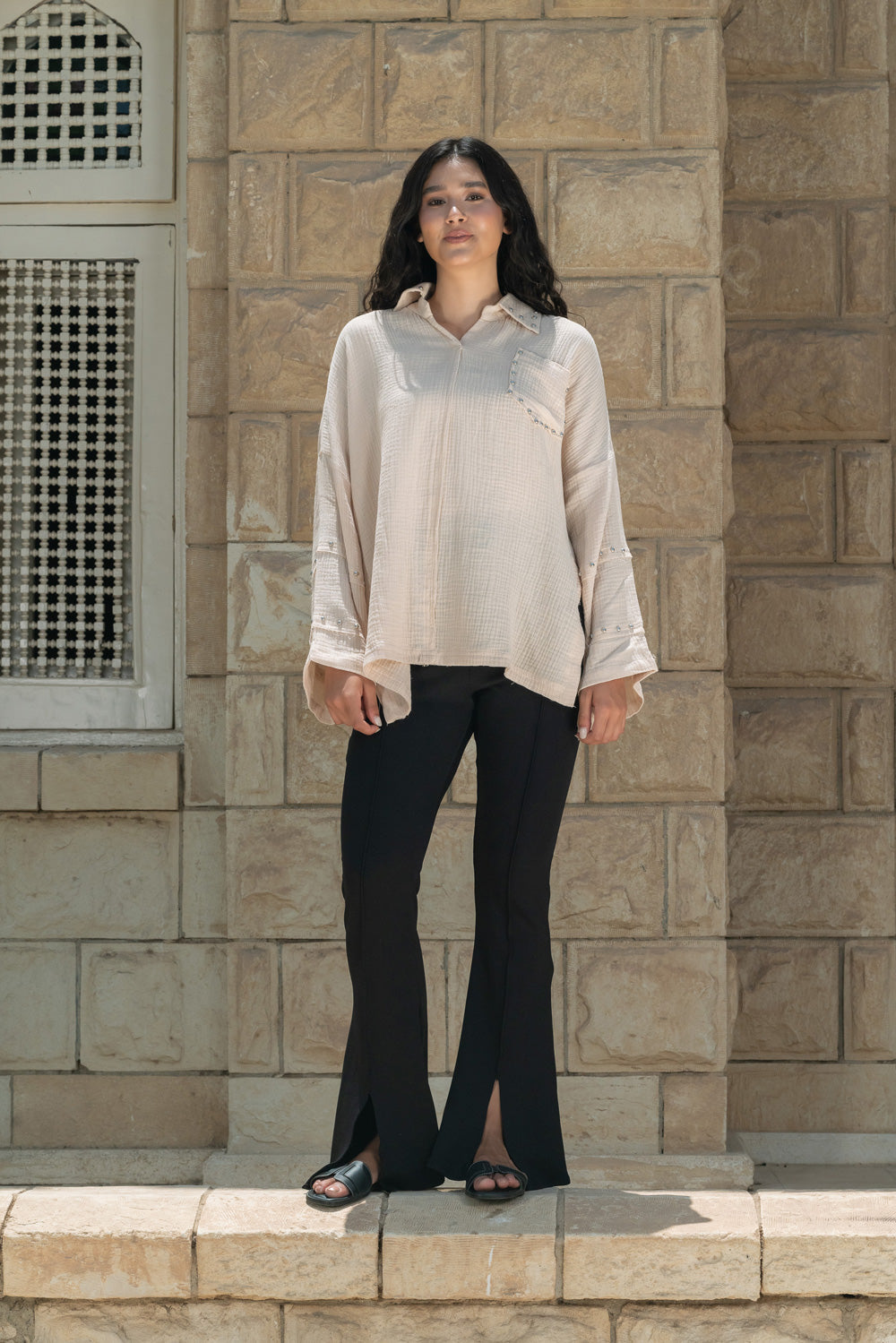 Studs Top - Beige