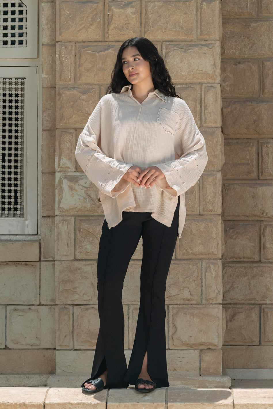 Studs Top - Beige