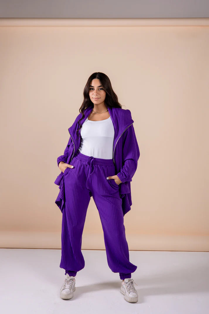 The asymmetrical set in purple