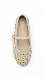Beige Studded Ballerinas