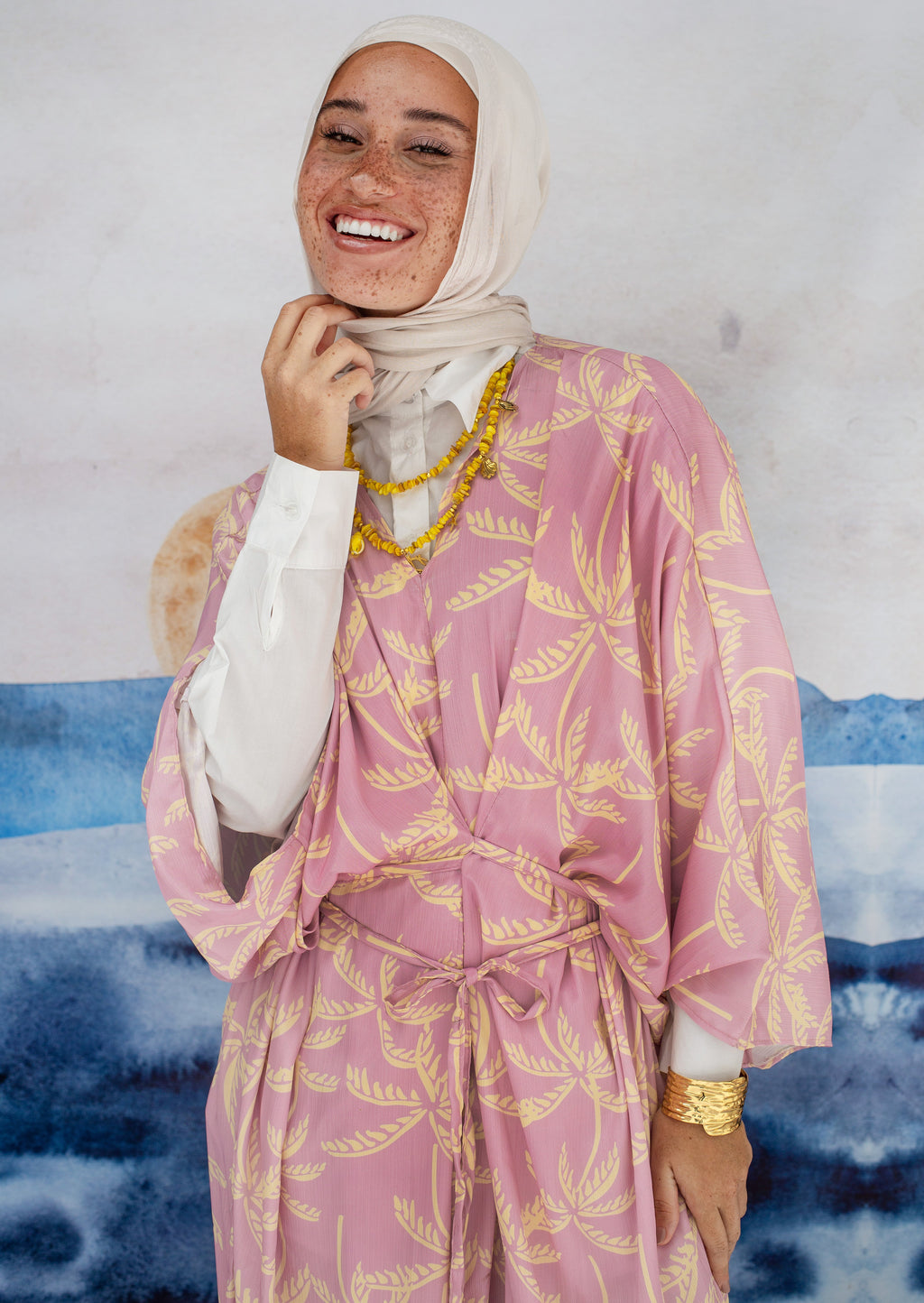 PinkPalm wrap Dress